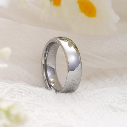 Mens Classic Silver Tungsten Wedding Band Engagement Rings 6mm Size 10