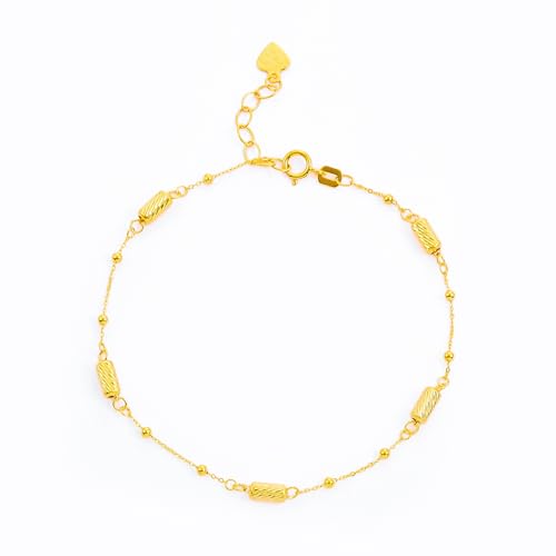 The World Jewelry Center 14k Yellow Gold Long Bead Bracelet - 7+1"
