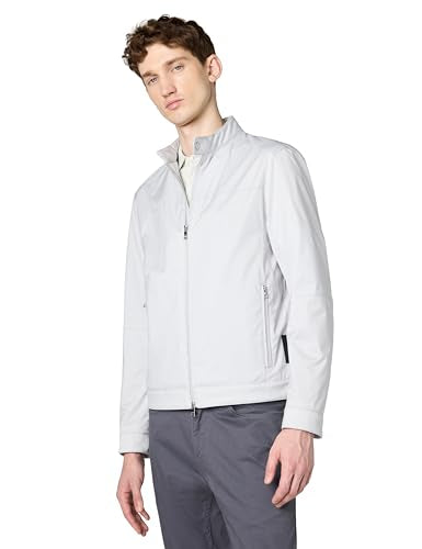 Michael Kors Men's Nylon Racer Jacket, Pearl Grey, L
