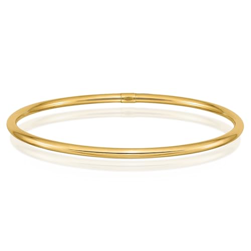IceCarats 14K Yellow Gold Round Slip On Bangle Bracelet, 8.25 inch