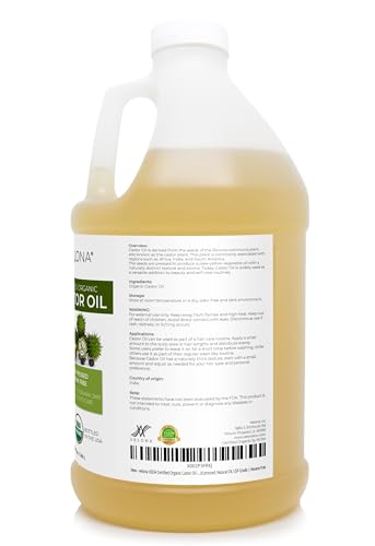 velona USDA Organic Castor Oil - 64 fl oz, Cold Pressed, USP Grade