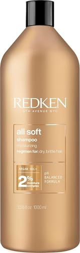 Redken All Soft Shampoo - Moisturizes & Hydrates Dry, Brittle Hair, Gently Cleanses & Softens, Adds Shine, With Argan Oil, Safe For Color-Treated Hair, Sulfate Free