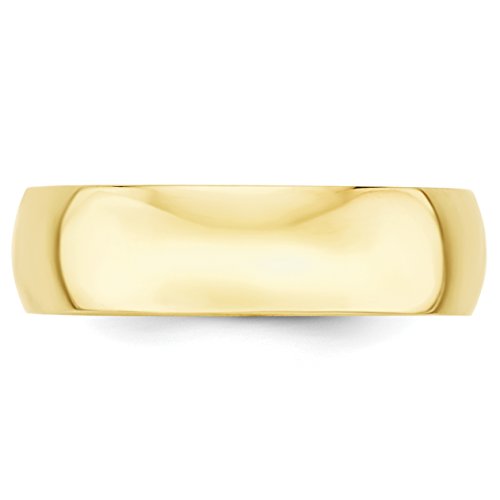 10k Yellow Gold Wedding Band Ring for Men or Women Classic Unisex 6mm Polished Half Round Lightweight Solid Casted Rounded Band Comfortable Everyday Wear Engravable Durable Fine Jewelry Size 5