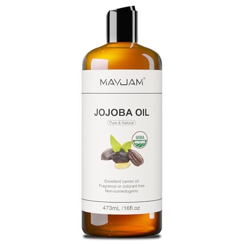 MAYJAM Organic Jojoba Oil for Skin, Hair, Face, Nails Care, USDA Certified