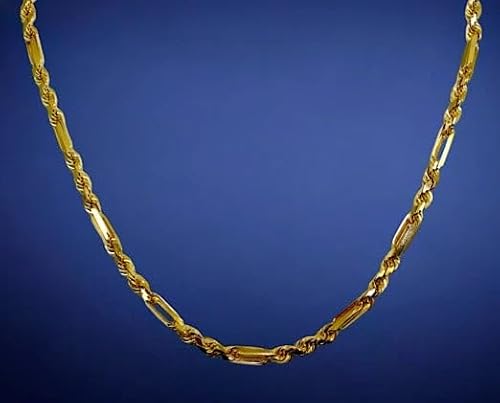 14K Yellow Gold SOLID Milano Figaro Rope Necklace Bracelet Chain Men Women Jewelry 7.5g | 2.5mm | 16 Inches | MADE IN ITALY