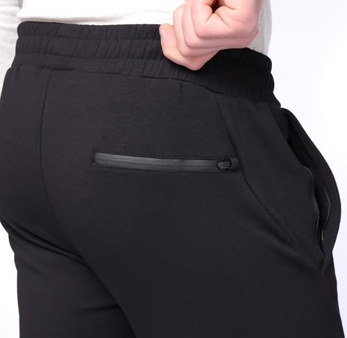 SCR Tall Mens Sweatpants - Luxury Cotton Mens Athletic Pants - Comfortable Men's Joggers with Zipper Pockets - Long Open Bottom Sweat Pants for Men – Black, 36Wx33L