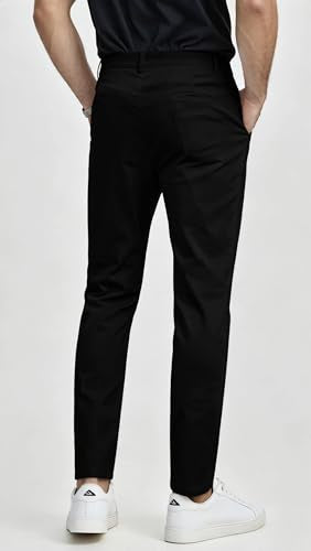Percle Dress Pants for Men Business Casual Slacks Stretch Slim Fit Suit Pants Black