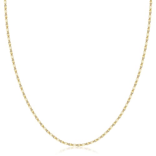 PORI JEWELERS 10K Solid Gold 2.0MM Diamond Cut Mirror Chain Necklace -Unisex Sizes 14"-30" (Yellow, 16)