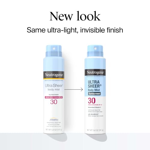 Neutrogena Ultra Sheer Sunscreen Spray SPF 30 Body Mist, 3 x 5 oz