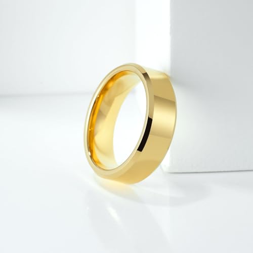 King Will Basic Men Polished Tungsten Rings 14K Gold 7mm Size 11
