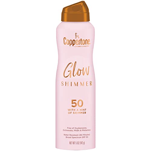 Coppertone Glow Shimmering Sunscreen Spray SPF 50, 5 OZ