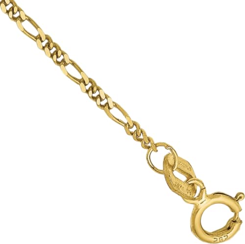 IceCarats 10K Yellow Gold 1.25mm Dainty Figaro Chain Link Bracelet, 6 inch