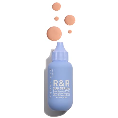 Undefined R&R Sun Serum SPF 50 PA++++ Tinted Mineral Sunscreen with Niacinamide, Water Resistant Broad Spectrum Protection & Blue Light Defense (Light Tint)