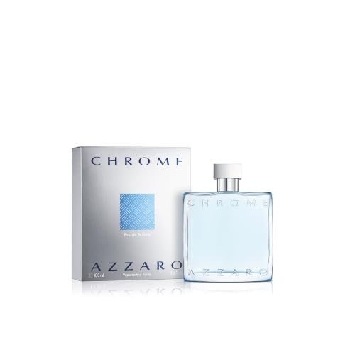 Azzaro Chrome Eau de Toilette - Fresh Aquatic Mens Cologne - Citrus, Woody, Musky Fragrance -Fresh Everyday Wear - Classic Summer Beach Scent - Luxury Perfumes for Men - Full Size, 3.38 Fl. Oz