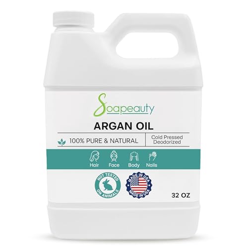 Soapeauty Argan Oil Refined | 100% Pure & Natural | Carrier Oil for Essential Oils | Moisturizer for Skin, Face & Scalp | Hydrating Hair Oil for Dry, Damaged Hair | 32 fl oz