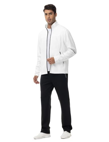 Rdruko Men's Track Sweat Suits 2 Piece Set Sweatsuits Tracksuits Full Zip Jogging Workout Gym Warm Up Suits,White,M