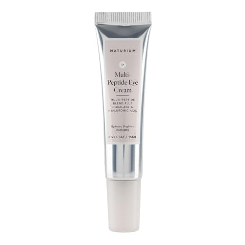 Naturium Multi-Peptide Eye Cream, Smoothing & Anti-Aging Skincare, with Squalene & Hyaluronic Acid, 0.5 oz