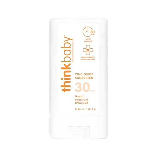 Thinkbaby Mineral Sunscreen Stick SPF 30, 0.64 Oz, Vegan & Water Resistant