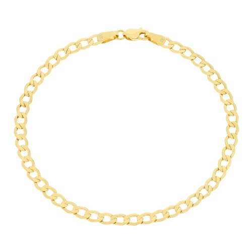 Nuragold 10K Real Yellow Gold Cuban Curb Link Chain Bracelet (2.5mm-7.5mm) - 8",3.5mm