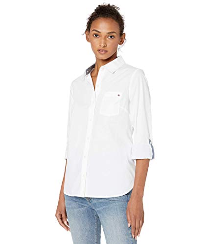 Tommy Hilfiger Solid Roll Tab Bright White LG (US 12-14)