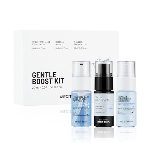 MEDITHERAPY Gentle Boost Kit – Korean Skin Care Set with Retinal & Hyaluronic Acid Serum & Squalane Moisturizer, Anti-Aging & Hydrating Routine, Beginner-Friendly, Travel & Gift