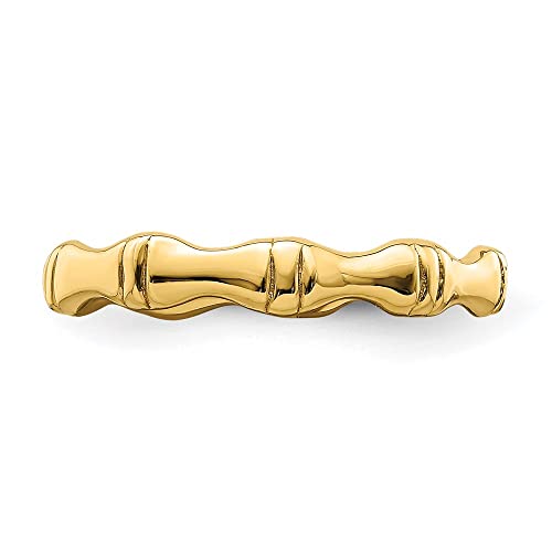 Sonia Jewels Real 14k Yellow Gold Bamboo Ring Band Size 5