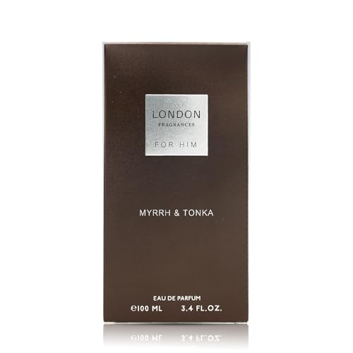 Fine Perfumery London Fragrances - Myrrh and Tonka - Amber, Vanilla Cologne for Men - Long Lasting Perfume for Men - Woody Eau de Parfum - 3.4 oz
