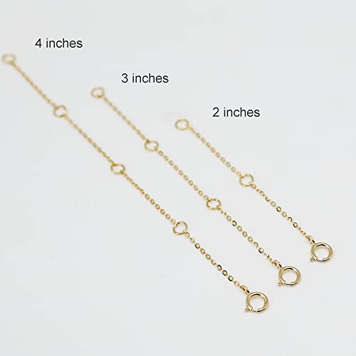 Lulau 14K Solid Gold Necklace Extender for Women 2"(14K Yellow Gold-2 Inch)