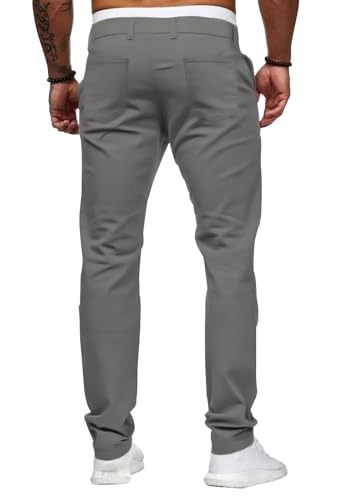 ALLABREVE Men's Chinos Casual Dress Pants Slim Fit Skinny Stretch Flat-Front Lightweight Comfort Slacks (Dark Gray,38W*30L)