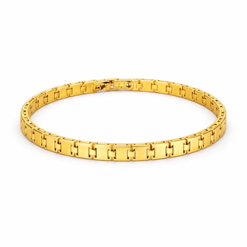 SHOP WGS 14K Solid Yellow Gold H-Link Bracelet for Women & Men 7.5"
