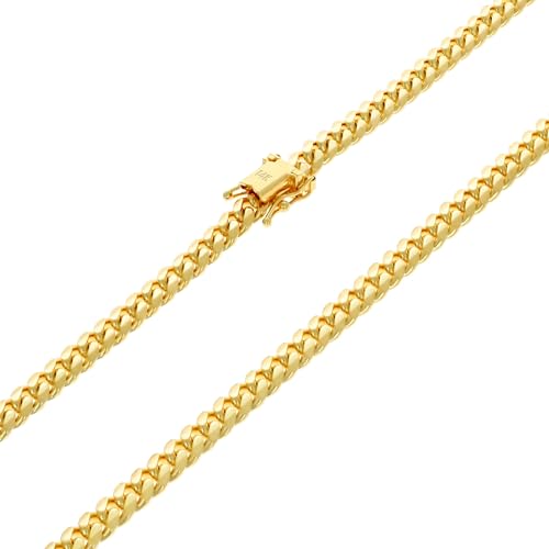 Nuragold 14k Real Yellow Gold Miami Cuban 5mm Solid Chain Mens Bracelet - 8"