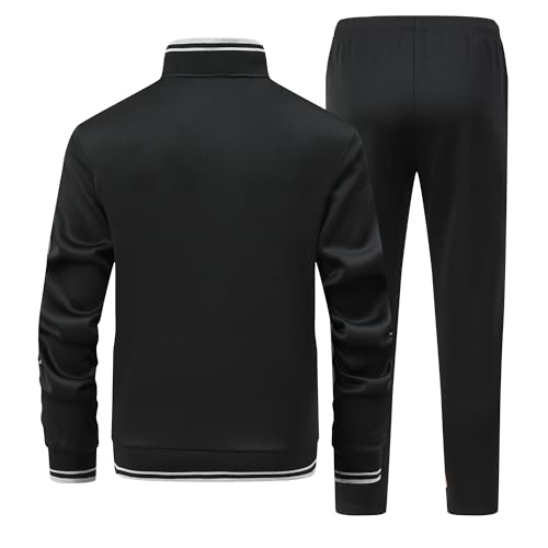 JIASCVGA Men's 2 Pieces Athletic Tracksuit Full-Zip Workout Sweatsuit with Active Jackets and Pants