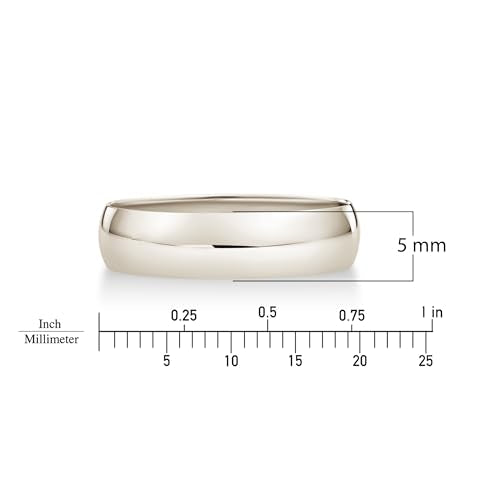 Oxford Ivy Wedding Band Solid 10K White Gold 5mm Plain Ring, Size 7.5
