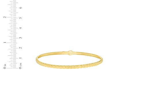 Floreo 10k Yellow Gold 3mm Subtle Stripe Satin Finish Textured Flex Bangle Bracelet 7 Inch