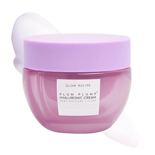 Glow Recipe Plum Plump Hyaluronic Acid Face Cream Moisturizer, Korean Moisturizer for Dry Skin, Plumping + Firming Hydration, Polyglutamic Acid + Peptides, Refillable (50ml)