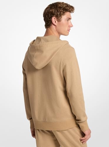 Michael Kors Men's Tufted Logo Full Zip Hoodie, Dark Camel Melange, L