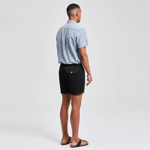 maamgic Men's Classic-fit 5.5" Cotton Casual Shorts Elastic Waistband with Multi-Pocket Daily Wear Walking Summer Outfit Black 34