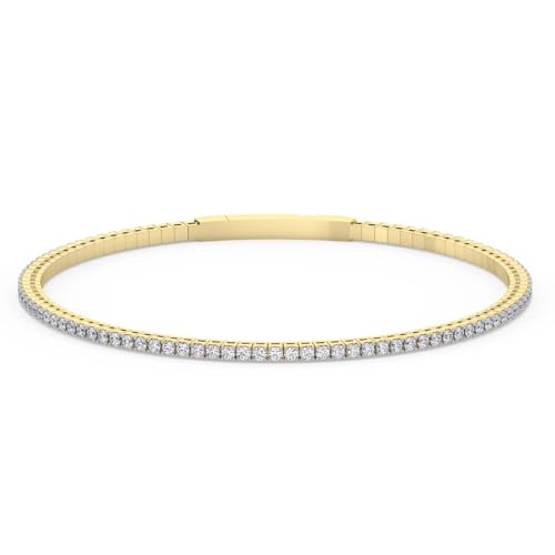 Pompeii 1Ct Diamond Flexible Oval Bangle Women's Bracelet 14k Yellow Gold Lab Grown - Size 6.75 (F,VS)