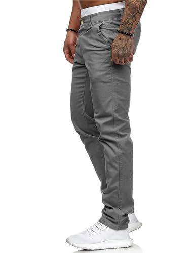 ALLABREVE Men's Chinos Casual Dress Pants Slim Fit Skinny Stretch Flat-Front Lightweight Comfort Slacks (Dark Gray,38W*30L)