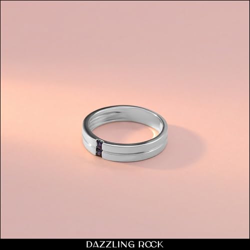 Dazzlingrock Collection 2 mm Princess Blue Sapphire Two Stone Mens Wedding Band Ring in 10K Solid White Gold Size 10