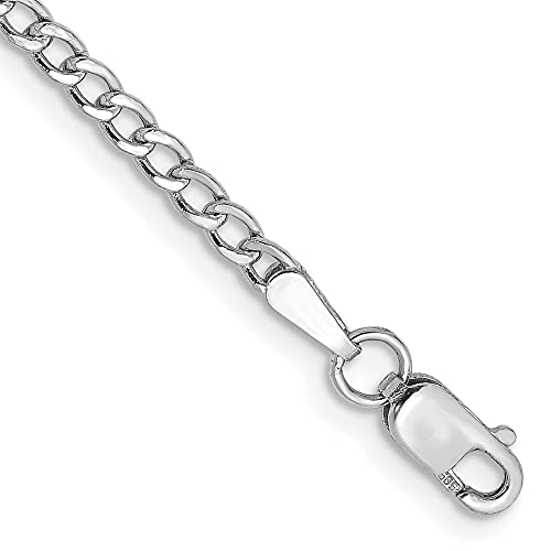 IceCarats 14K White Gold 2.5mm Curb Chain Link Bracelet, 7 inch