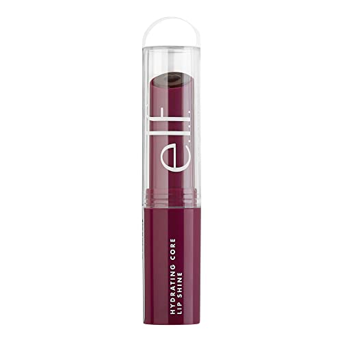 e.l.f. Hydrating Core Lip Shine with Shea Butter & Vitamin E, Tinted Lip Balm for A Smooth, Glossy Finish & Long-Lasting Moisture, Ecstatic Deep Berry