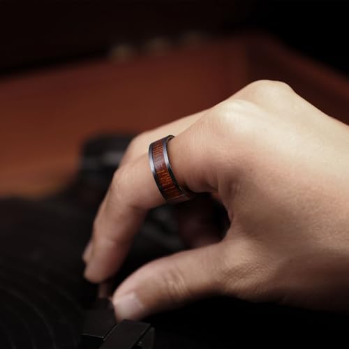 King Will Men'S Ceramic Ring 8mm Black Koa Size910