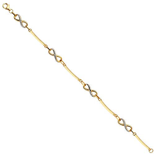 The World Jewelry Center 14k Two Tone Gold Fancy Bracelet - 7.25"