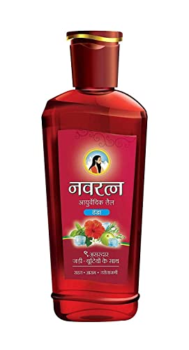 Navratna Ayurvedic Cool Oil | with 9 Active Herbal Ingredients | Relaxing Head Massage Oil | Revitalizes Scalp & Strengthens Hair | Provides Cooling Effects | 6.09 Fl Oz / 180 ml