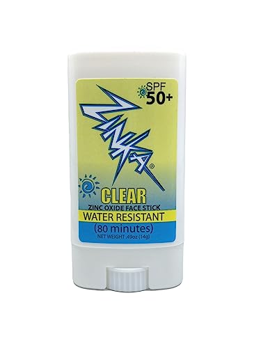 Zinka Clear Zinc Oxide Sunscreen Stick SPF 50, Travel-Friendly & Non-Greasy, Broad Spectrum UV Face Shield for Sensitive Skin, Water-Resistant (0.49 oz)