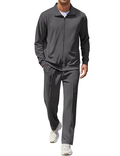 COOFANDY Mens Tracksuits 2 Piece Set Casual Jacquard Sweatsuits Relaxed Fit Athletic Suits Spring Cozy Loungewear