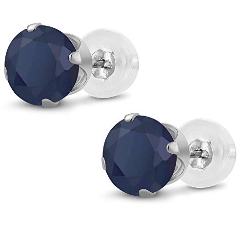 Gem Stone King 10K White Gold Gemstone Birthstone Stud Earrings | 6MM Round | White Gold Earrings For Women Men