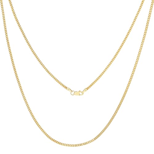 Nuragold 10K Real Yellow Gold 2mm Franco Square Box Wheat Chain Necklace - 20"