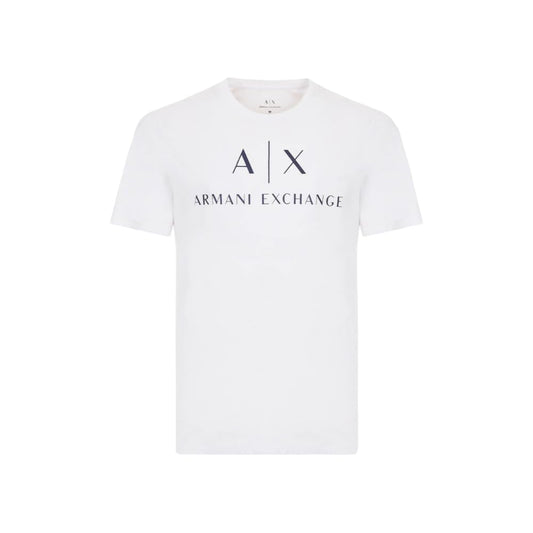 A|X ARMANI EXCHANGE mens Crew Neck Logo Tee T Shirt, White, Medium US